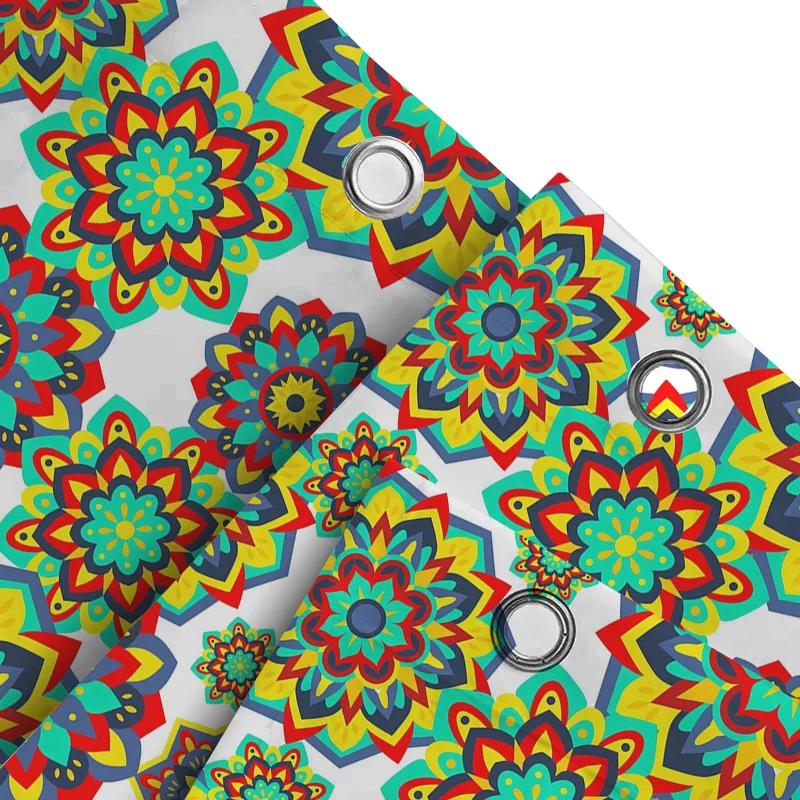 Colorful Boho Mandala Shower Curtain Multicolored Floral Bathroom Decor For Home Living Room Waterproof Fabric With Hook Rings S