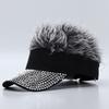 Colorful Flag Simulation Wig Baseball Cap Fashion Rhinestone Sun Visor