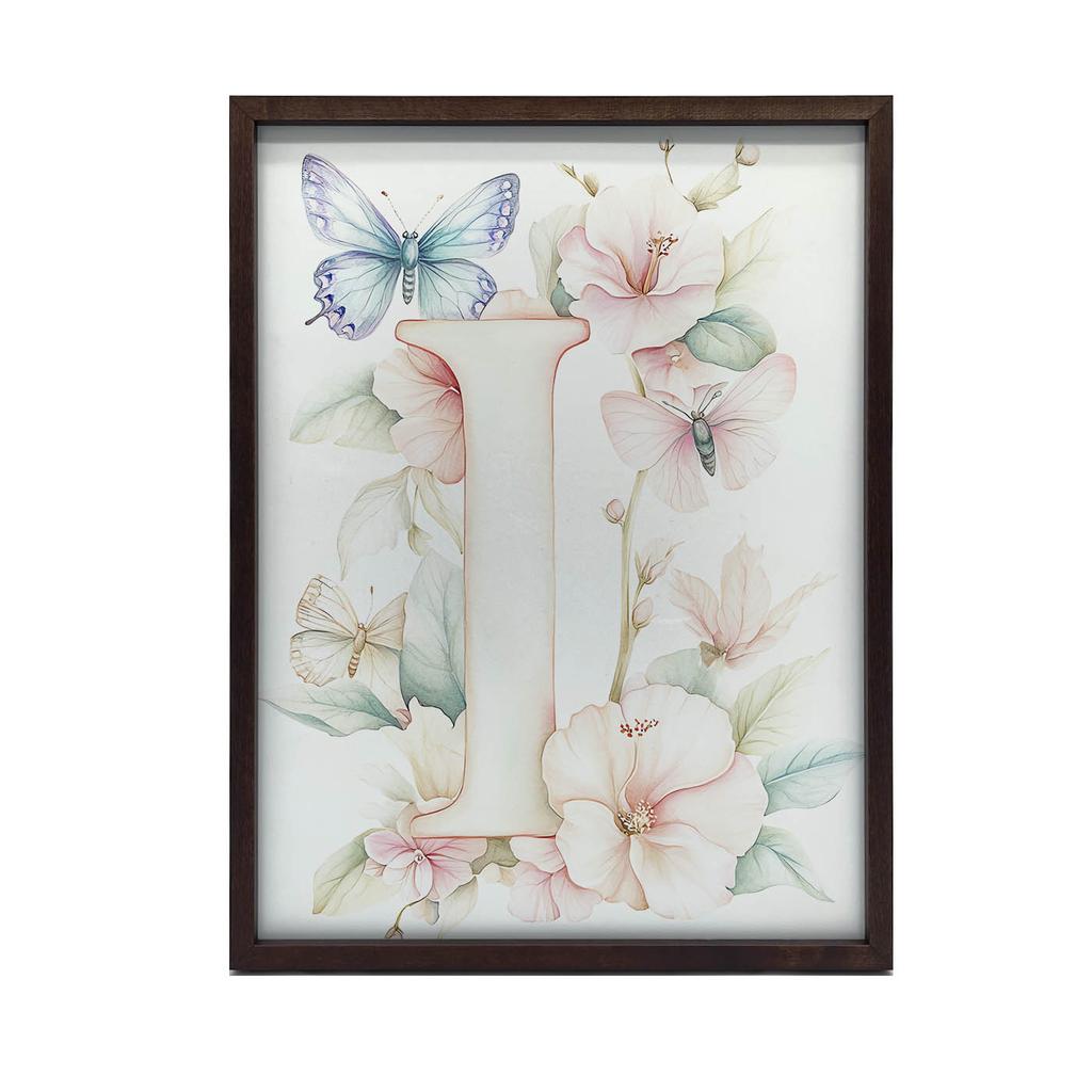 Poster "I" With Hibiscus Flowers Poster "I" With Hibiscus Flowers, 50X70 Cm, Without Frame, Premium Canvas On Stretcher