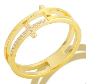 Anello Minimalista in Acciaio Inossidabile a Forma di Cuore Amore Vuoto per Donne Anelli con Zirconi Intarsiati Colore Oro Impermeabile Gioielli Moda Romantica