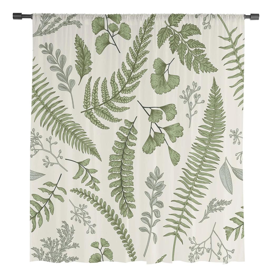 Green Leaf Ginkgo Leaf Moderne Tyll Gardiner Til Stue Soverom Hjem Kjøkken Vindu Rene gardiner