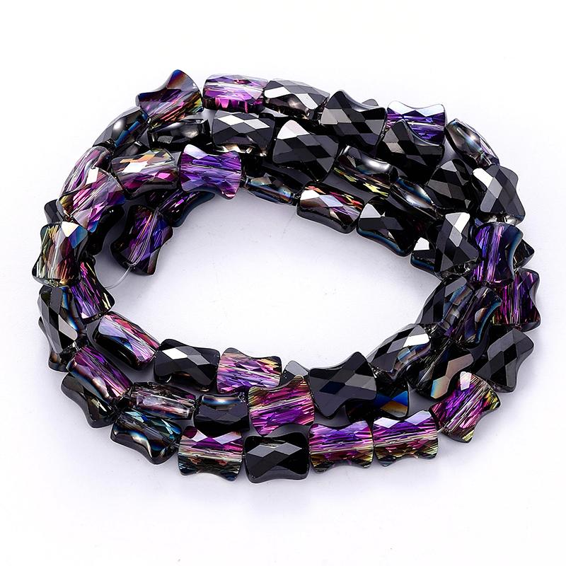 Bamboo Glass Beads AB Color Faceted Flat Curved Waist Column Crystal Loose Spacer Bead for DIY Crafts Earring Bracelet Jewelry