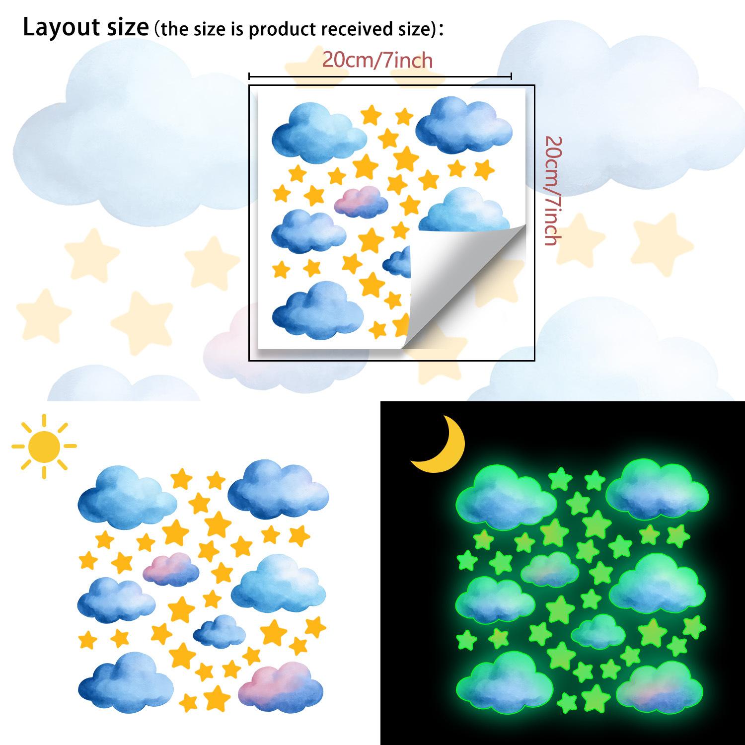 

Creative Luminous Clouds Stars Kitchen Bathroom Living Room Bedroom Wall Beautification Stickers Green Light