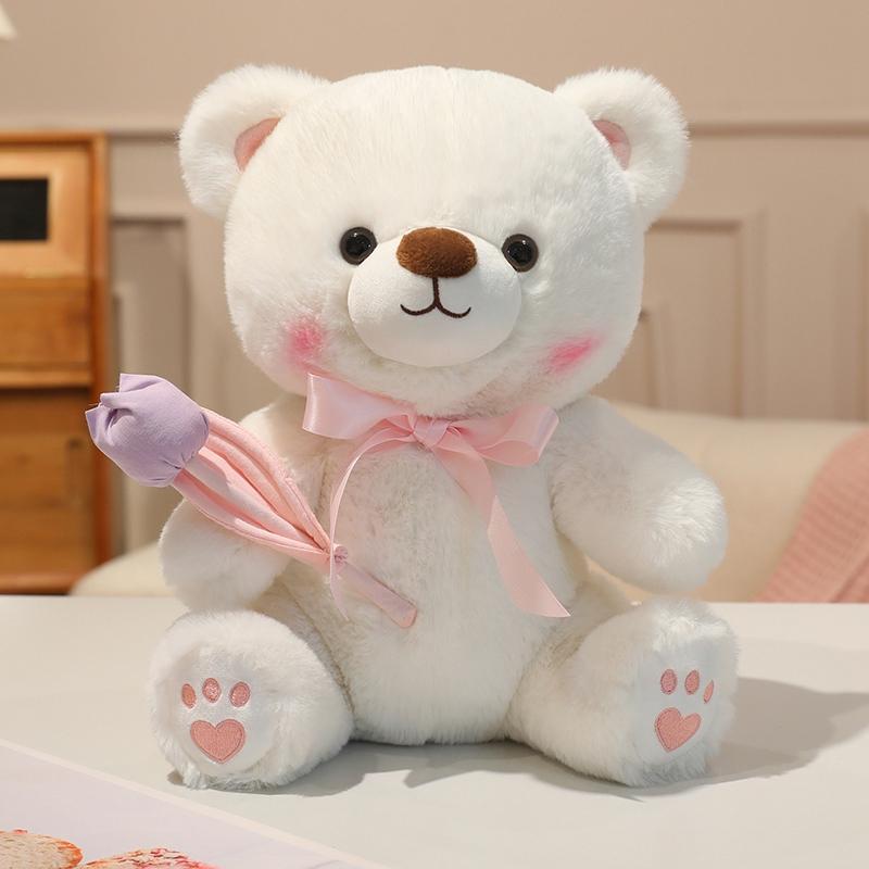Garden Little Bear Series Plush Toys Cozy Sitting Pose Cartoon Tulip Flower Bear Doll Cute Room Decor Sweet Gift To Girls