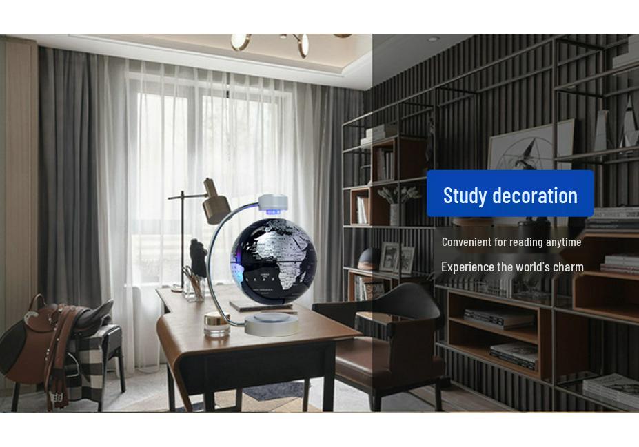 8-Inch Self-Rotating Magnetic Levitation Globe - New Model for Study, Office, or Home Decor