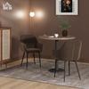 Set of 2 Nordic Dining Chairs Padded with Curved Armrests in Velvet-Effect Fabric, 54x57x80 cm, Brown