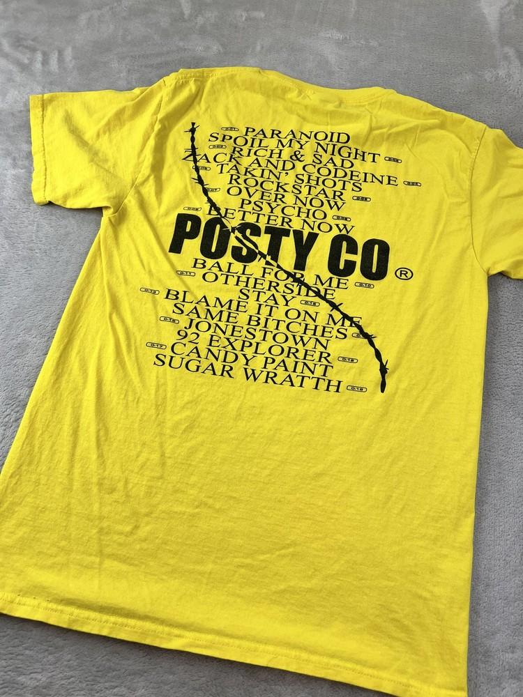 Post Malone Beerbongs amp Bentleys Shirt Mens Small Yellow Posty Co Album 2018 Tee Unisex T-Shirt XXXL