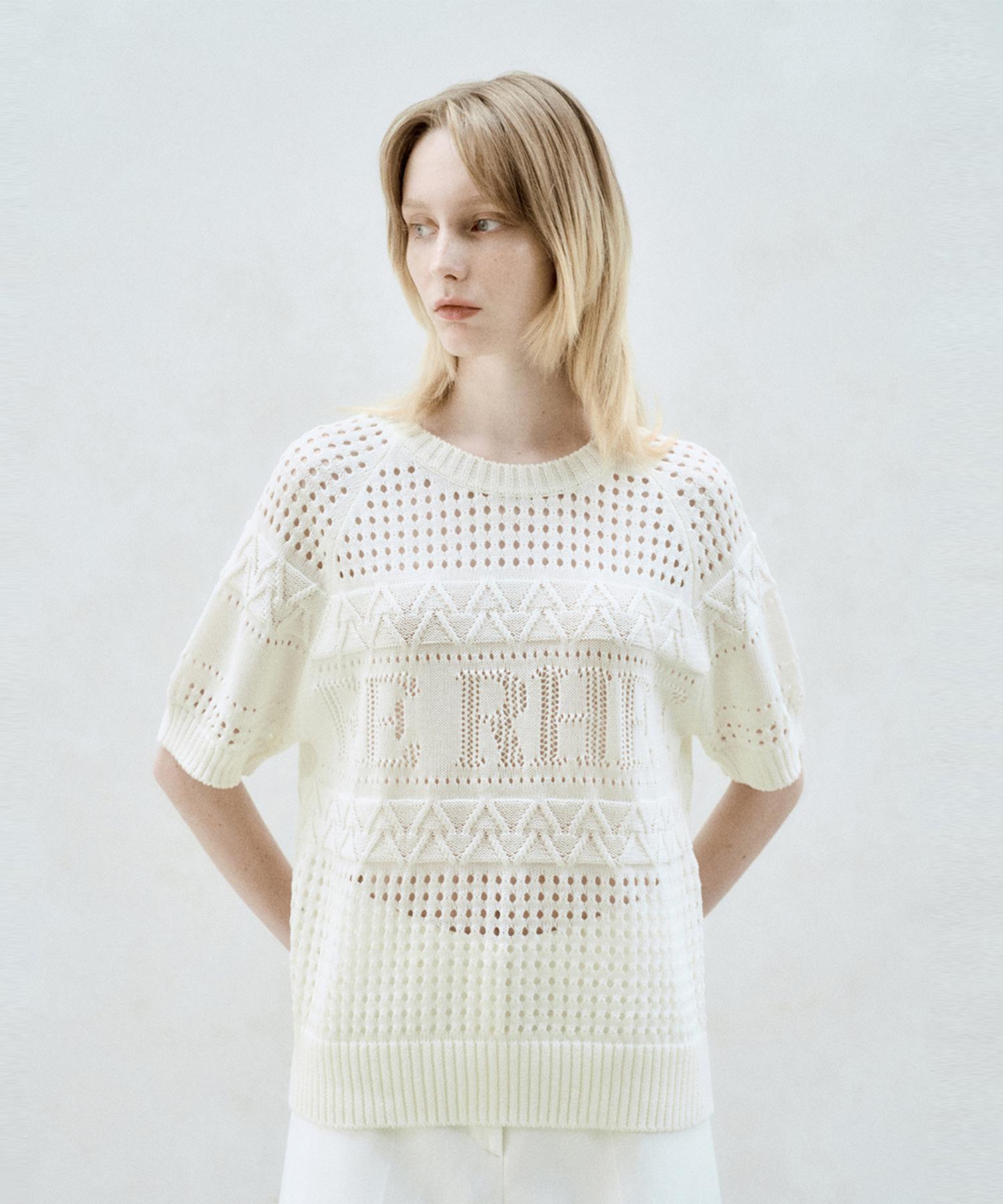Rie Linen Blend Scasi Knit Top Ivory Ivory/S_M