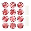 Reusable Outdoor Christmas Ornaments 12Pcs Candy Yard Stakes, Hollow Board Garden Decor with Metal Spikes, Easy Install Lawn Signs Red White Green for