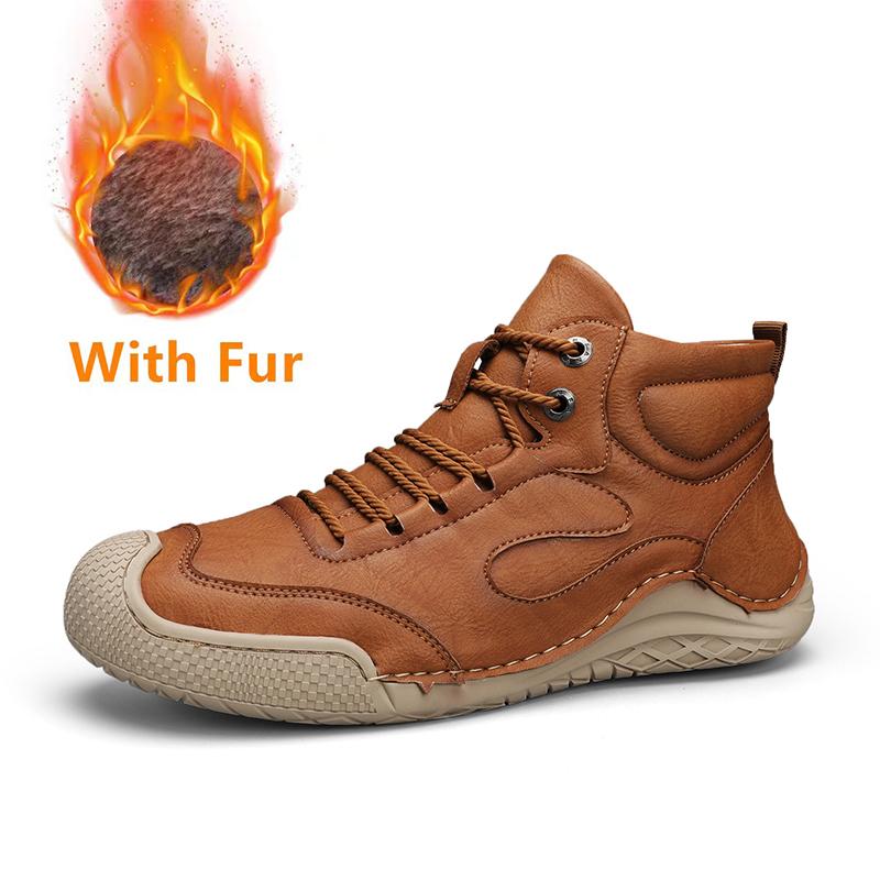 

Зимние мужские ботинки из спилковой кожи, плюшевые супертеплые зимние ботинки для мужчин, кроссовки для активного отдыха, мужские ботильоны в стиле ретро, нескользящие ботинки 46