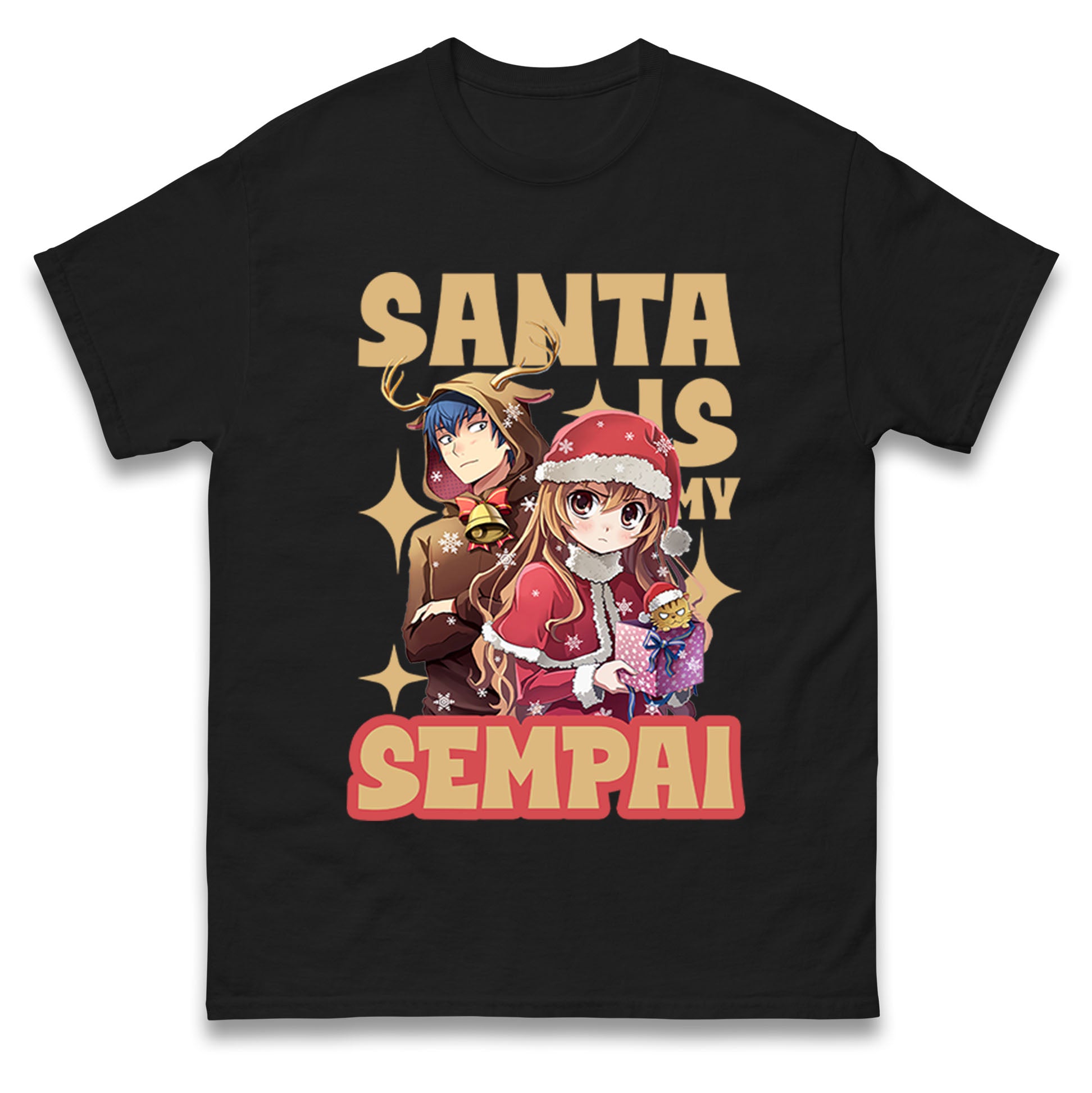 

Santa Is My Sempai Toradora Anime Christmas Mens T Shirt Womens Tops Tees Taiga Aisaka & Ryuji Takasu Top 4XL
