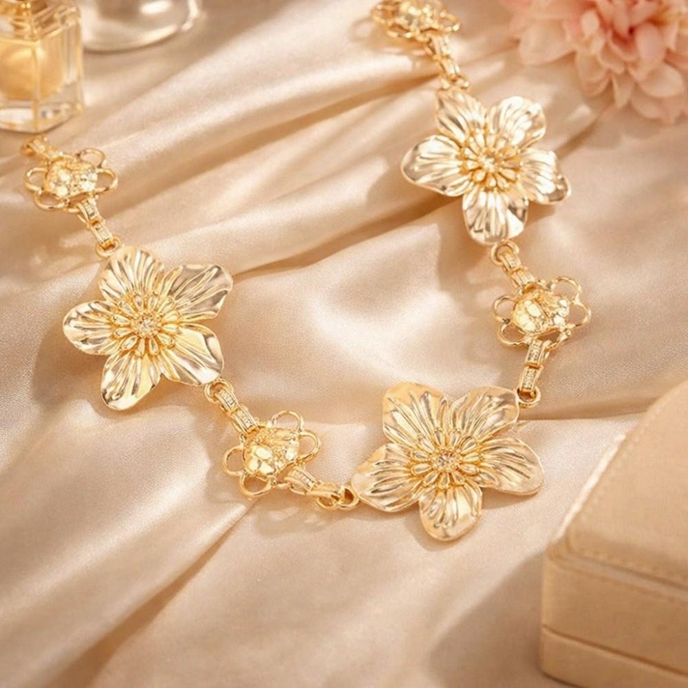 Metal Waist Chain Charm Bikini Belly Belt Elegant Flower Body Chain Party