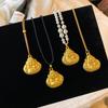 Gold Maitreya Buddha Necklace: Stylish Sand Gold Pendant Sweater Chain – Luxury Fashion Accessory for Women