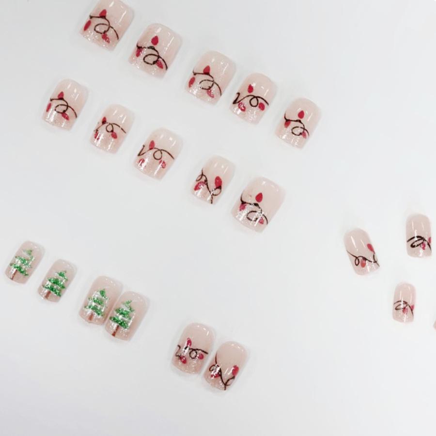 Christmas Style Nail Art Stickers: Wearable, Whitening, Removable Colored Lights Nails - 24 Pieces