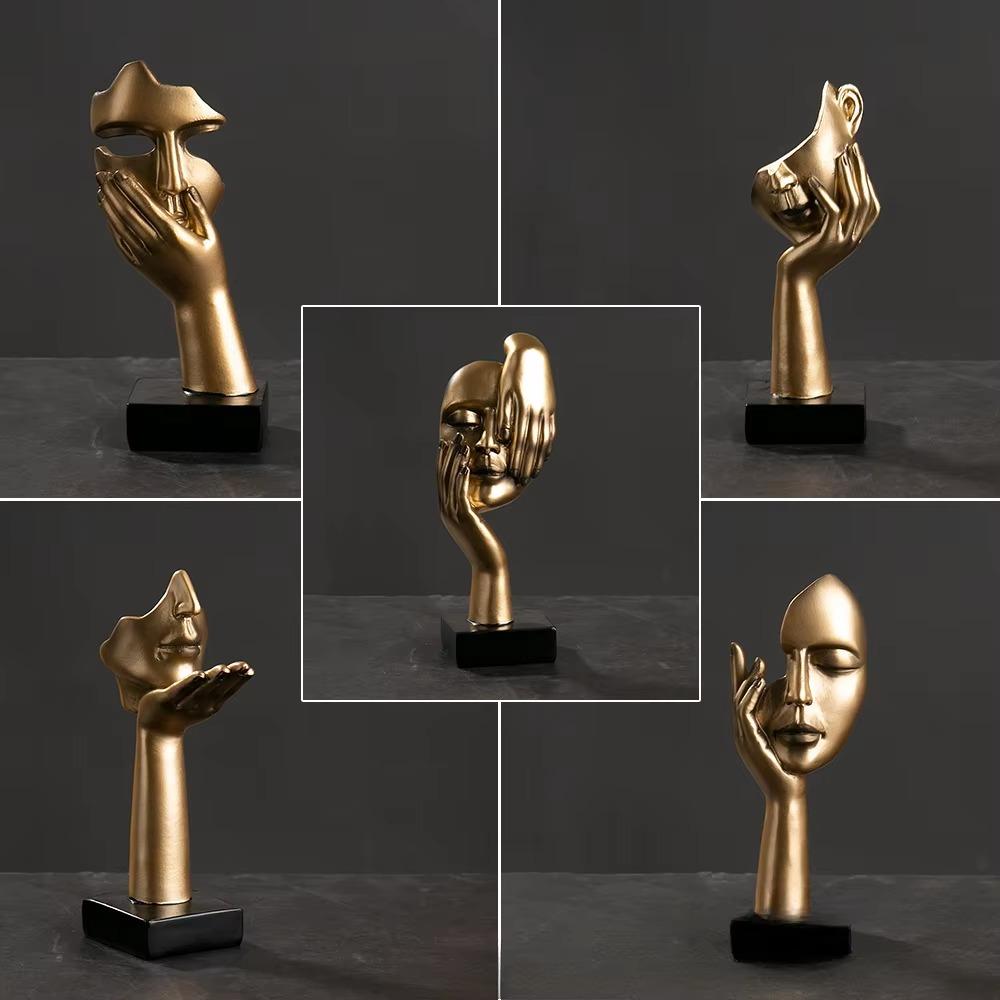 European Resin Abstract Mask Statues Miniature Collectible Figurines for Home Office Study Desktop Decoration Ornaments Gifts
