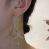 Fashionable and Atmospheric Cross Fish Tail Long Tassel Earrings with A New Temperament, High-end and Light Luxury Earrings and Earrings