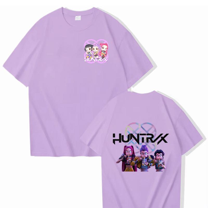 Kpop Demon Hunters Fashion T-shirts for Men Women Cartoon Printed Short Sleeved Shirt Couple Summer Hip Hop T-shirt Gifts