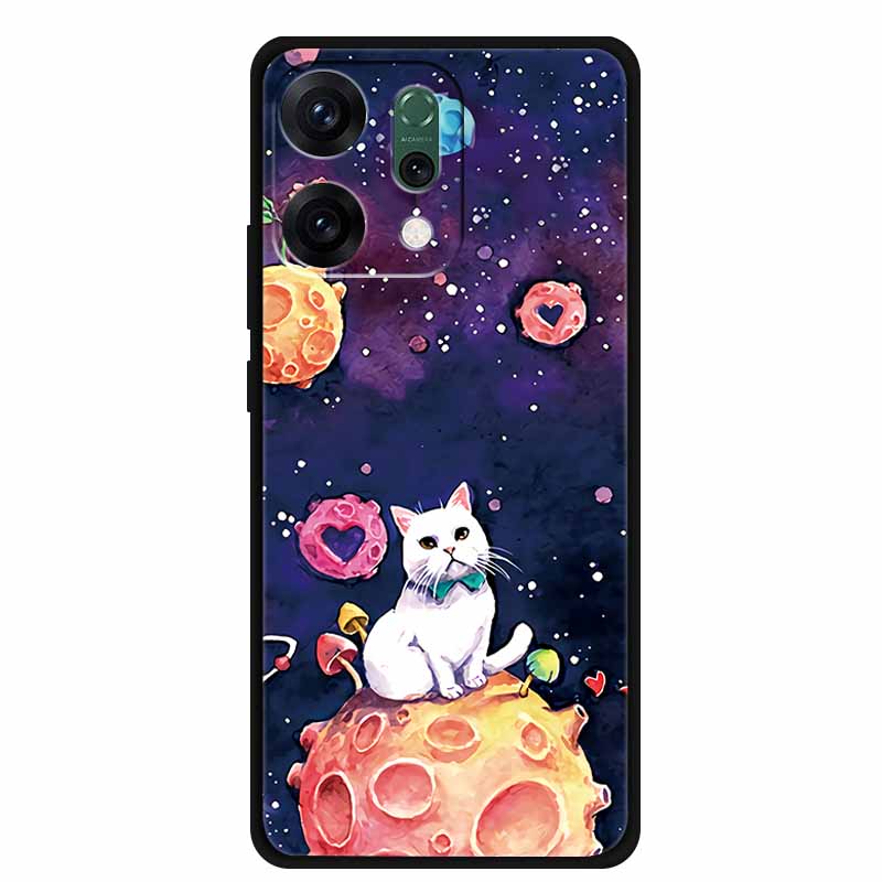 For Oppo Reno 14 5G 3D CaseRelief Flowers Emboss Phone Cover For Oppo Reno 14 Black Silicone Shockproof Soft Fundas Protector