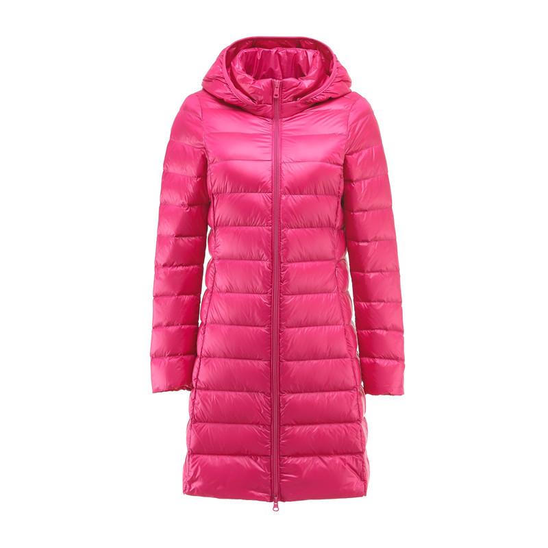Women's Lightweight Down Coat, Mid-Length White Duck Feather Jacket With Detachable Hood, Korean Style Plus Size Warm Trench Coat For Cold Weather