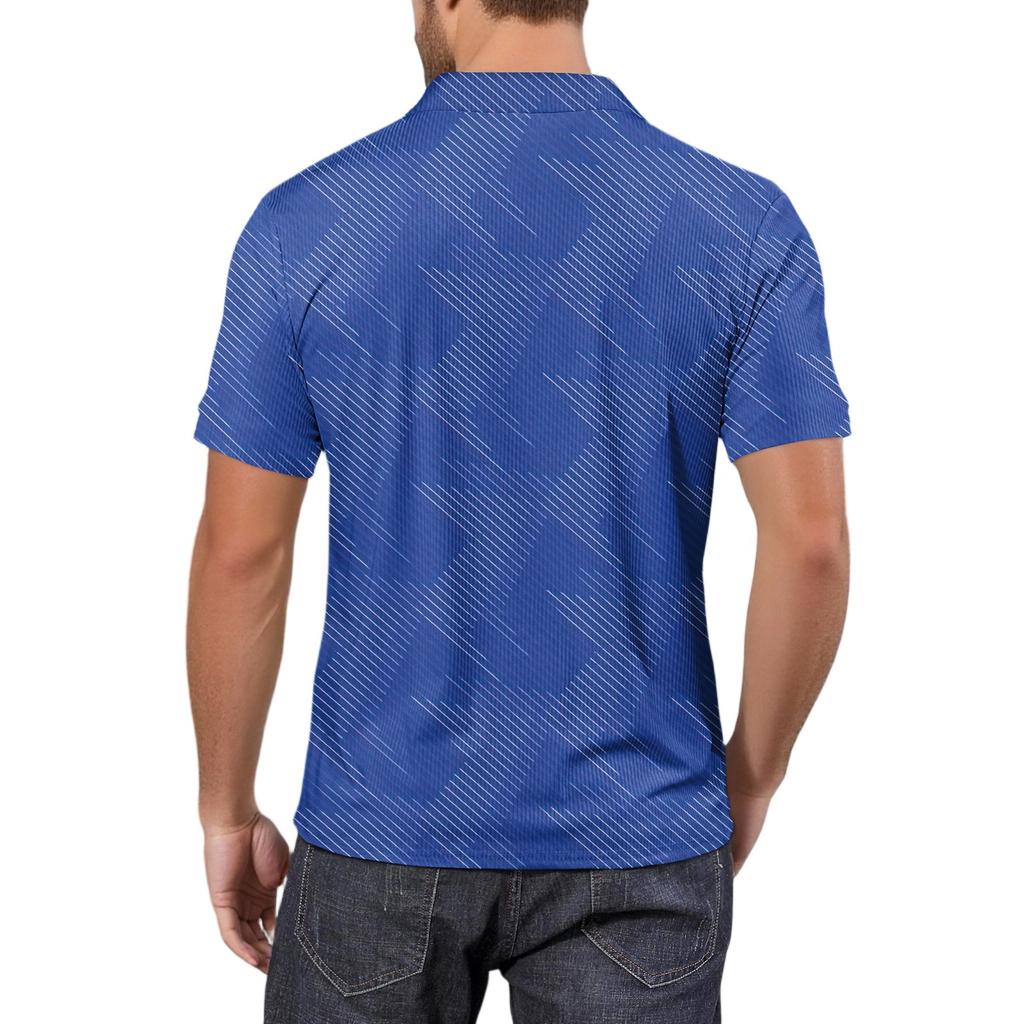 Moda Hombre Top Estampado Cuello en V Manga Corta Camiseta de Golf