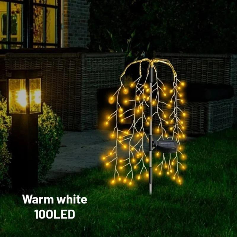 

Outdoor Solar LED String Lights with Ground Stakes Waterproof Copper Wire Fairy Lights for Yard Christmas Party Decoration 100LED-warm,1pc