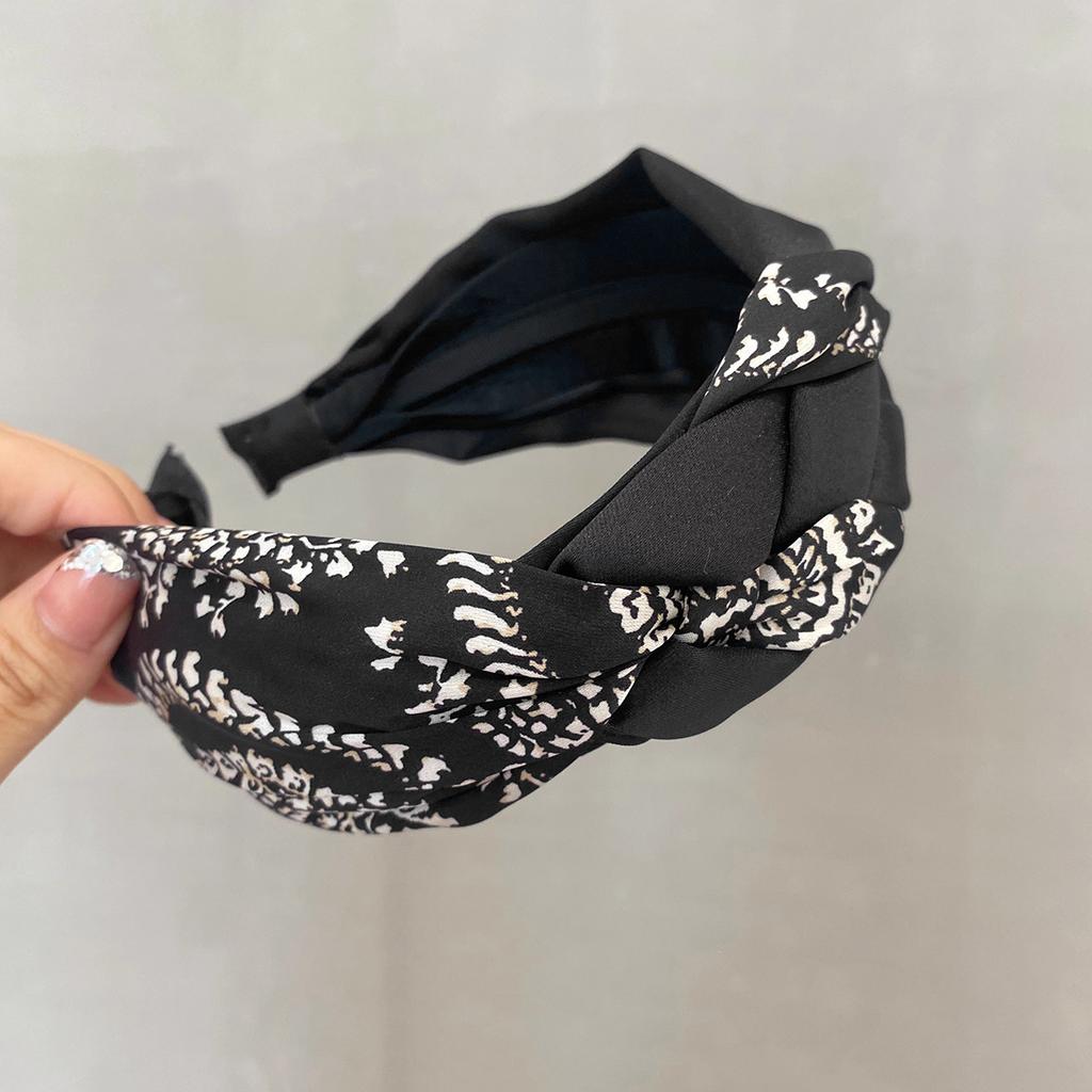Ethnic Style Fabric Knotted Headband Wide Edge Non-slip Hairband Fashion Women's Hair Accessories