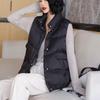 Women White Down Vest Sleeveless Jacket Waistcoat Gilet Stand Collar Fashion Autumn