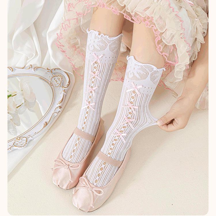 Children Flocking Hair Hair Christmas Cute Girl Hollow Out Tube Fishnet Stockings Sweet Girl Stockings