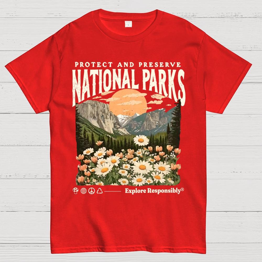 National Parks Unisex 100% Cotton Summer Casual Cool Loose T-Shirt