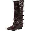 Fashion Pointed Toe Women Knight High Boots Designer Belt Buckle Platform Heel Shoes Autumn Winter Thick Heel Ladies Long Booties