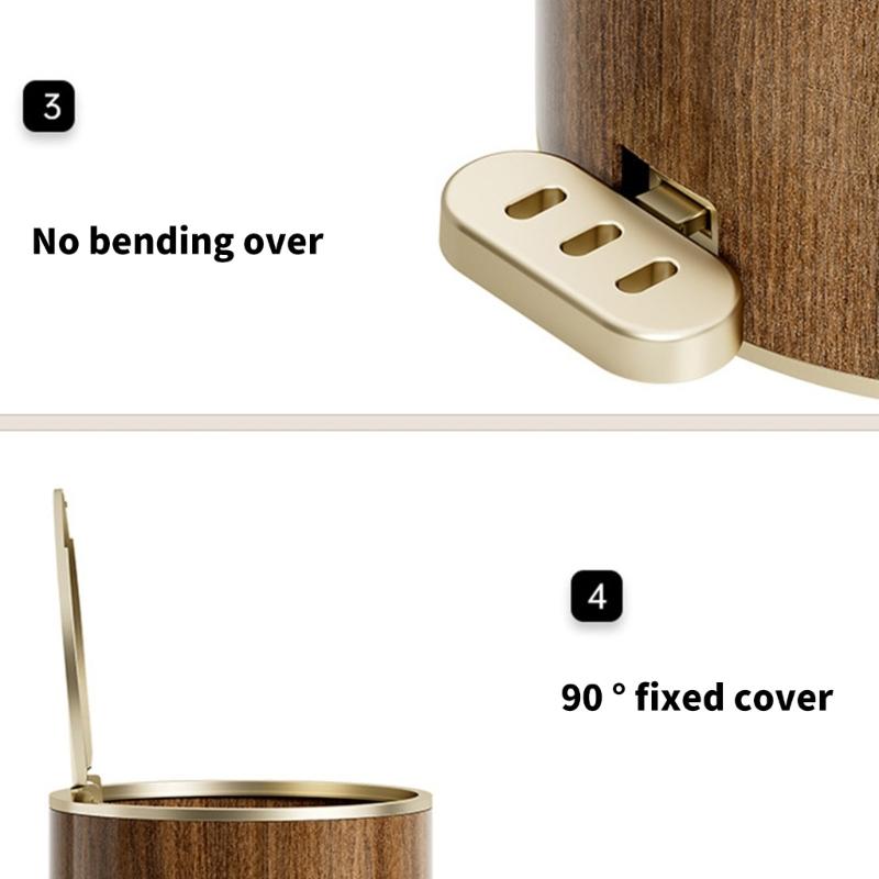 Moderní odpadkový koš Dřevěná textura Odpadkový koš Utěsněný odpadkový koš s víkem Snadné použití Do obývacího pokoje 9L/12L