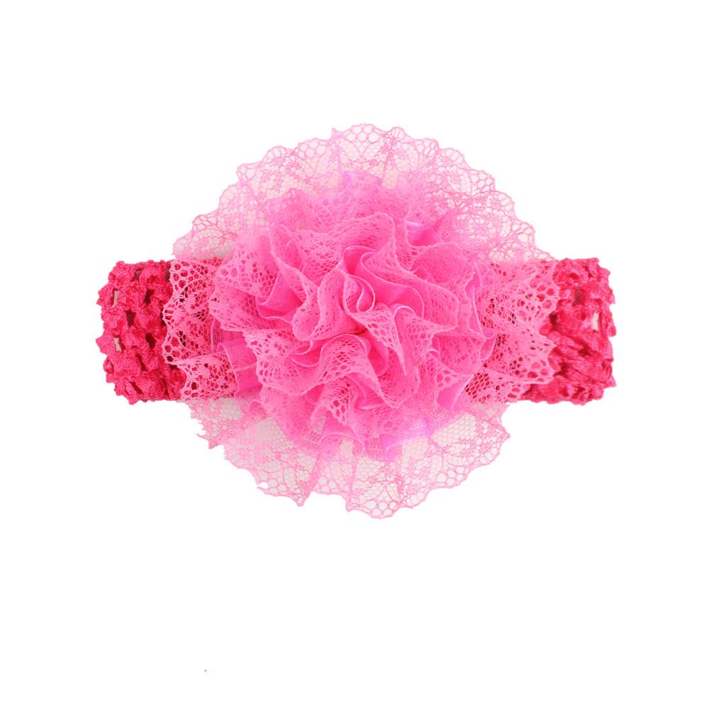 Chiffon Flower & Lace Elastic Baby Headband - 8 Colors