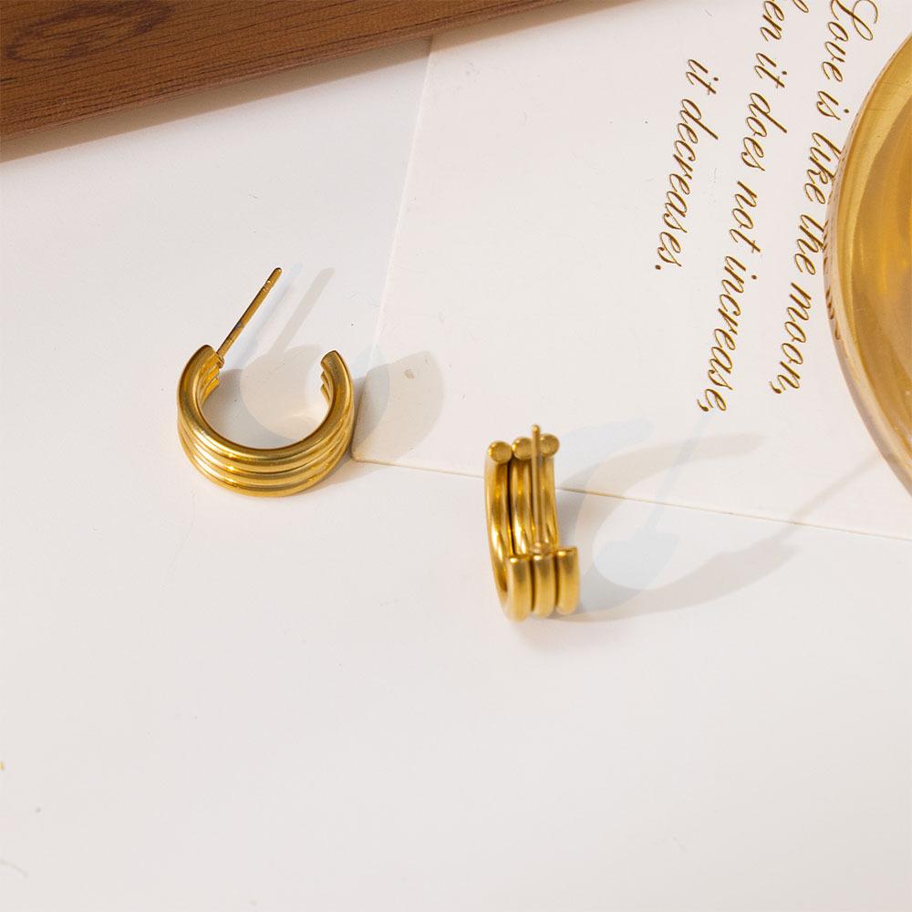 Personalized Trendy Glossy Earrings, High-end Light Luxury Style Geometric C-shaped Earrings for Women