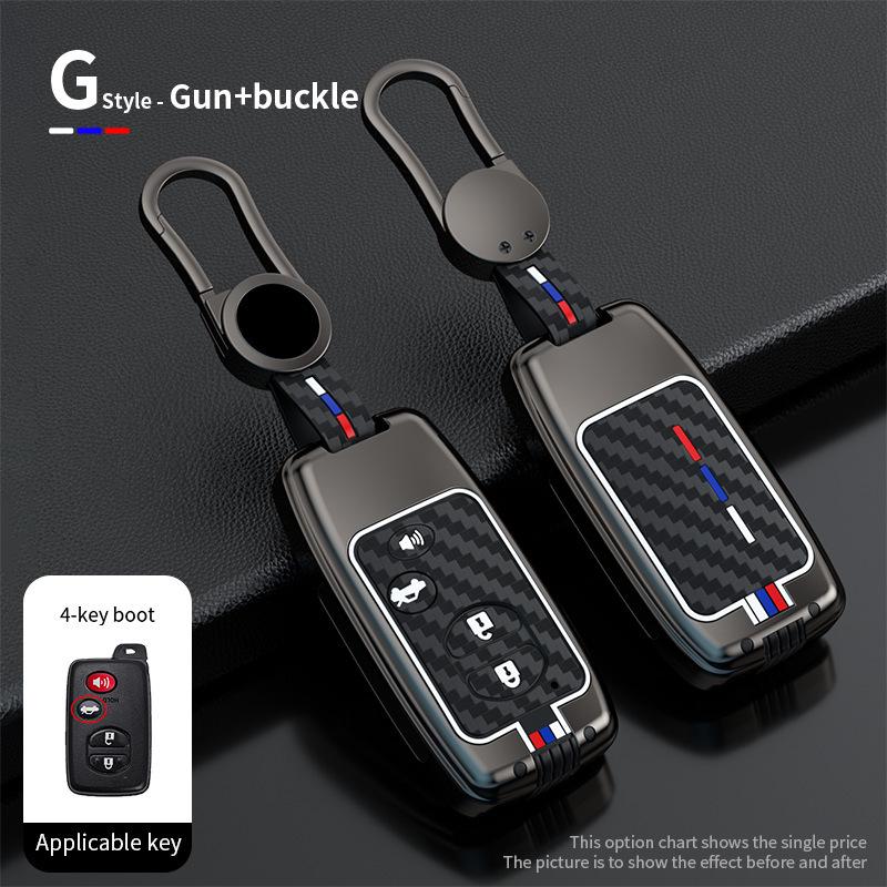 Metal Key Case for Toyota Camry, Crown, Reiz, Prado, Land Cruiser - Snap Button Design