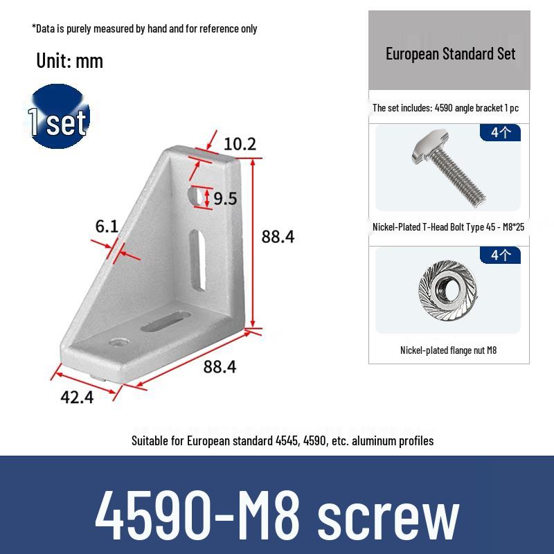 Aluminum 90° Corner Bracket Connector for 4040/2020/3030 Profiles
