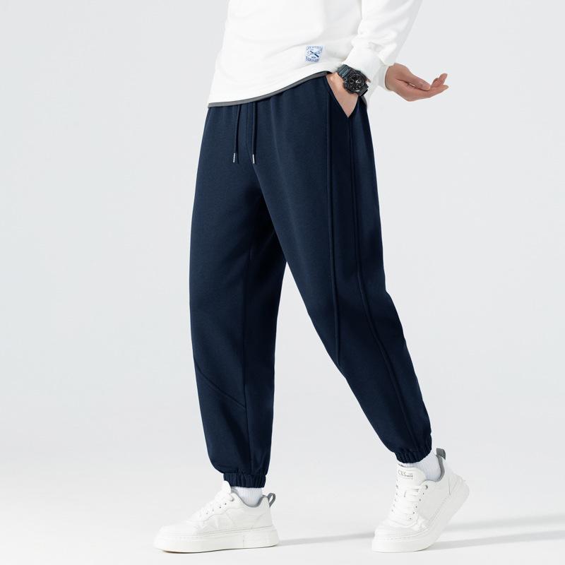 

Весенне-осенние мужские спортивные трикотажные хлопковые брюки - Узкие штанины, Большой размер, Повседневная одежда для пары 4XL синий