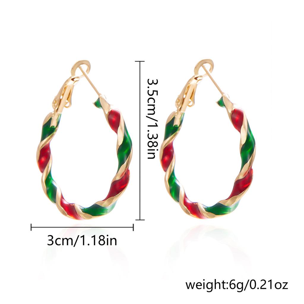 1 Pair of Fashion Christmas Earrings Christmas Tree Women's Christmas Earrings Versatile Personality Christmas Color Spiral Earrings Holiday Earrings