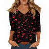 Women's T Shirt Print 3/4 Sleeve Daily Weekend Fashion Basic V- Neck Regular Top