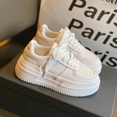 New White U Leather Women's Casual Woman Vulcanize Sneakers Breathable Sport Walking Platform Flats Running Shoes