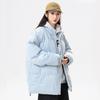 Winter new fashion casual sports padded jacket men's stand-up collar warm color matching padded jacket women's couple youth padded jacket