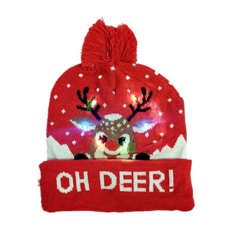 Christmas LED Light Knitted Pom-Pom Hat for Adults - Warm Fashion for Autumn/Winter
