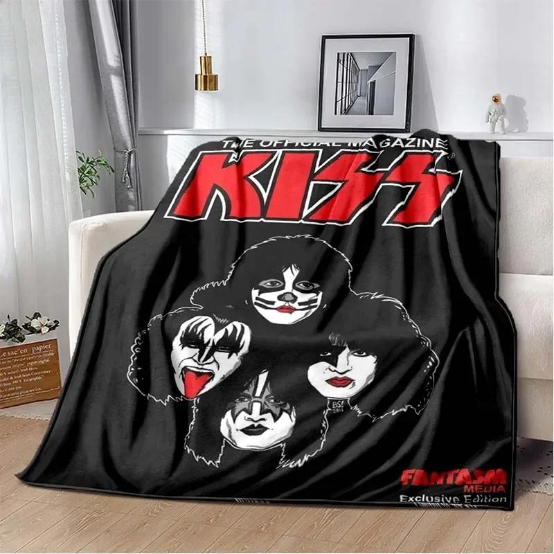KISS Band Pattern Throw Blanket Light Weight Blanket for Living Room Bedroom Kidsroom Warm Blanket Christmas Gift