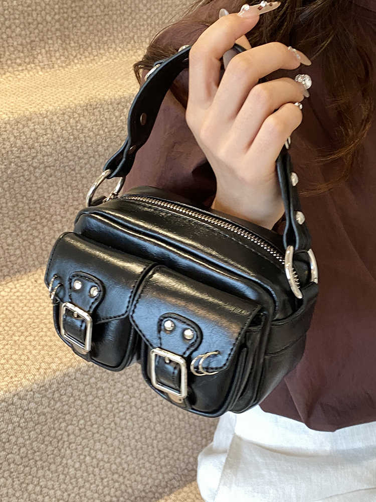 Chic Design Sense Motorcycle Crossbody Bags Cool Girl Small Square Handbags Women Fashi Commuter Single Shoulder Crossbody Bag
