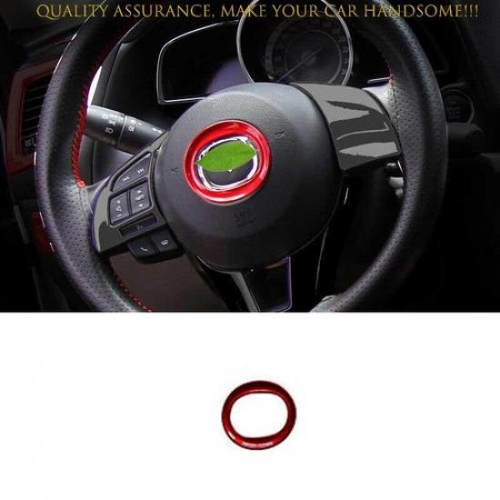 For Mazda 3 Axela 2014-2016 Bright Red Steering Wheel Horn Button Ring Trim 1PCS