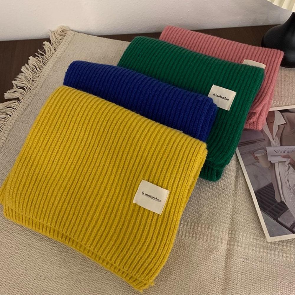 Autumn Winter Women Knitted Wool Scarf Fashionable Solid Color Warm White Ring Scarf Christmas And New  Gifts For Men Girls