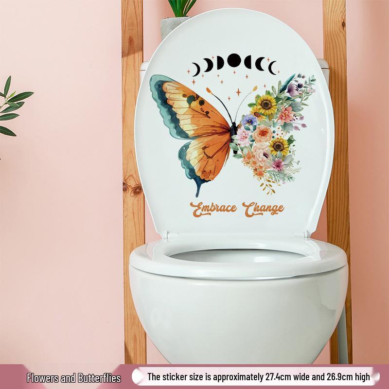 Self-Adhesive Flower Butterfly Wall Stickers for Girls' Bedroom or Children's Bathroom Decoration