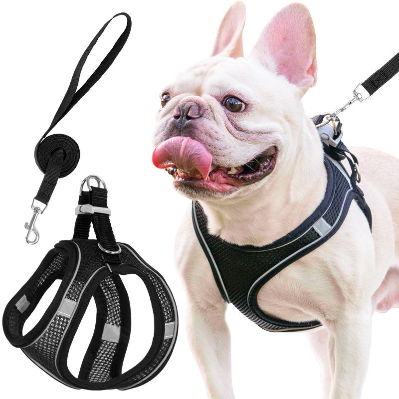 Reflective Vest-Style Pet Harness and Leash Combo