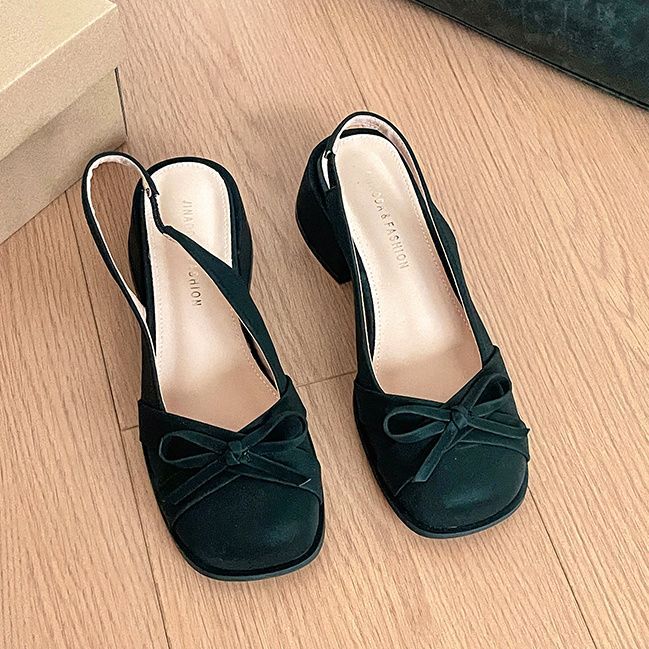 Baotou thick heel sandals women's summer wear bow with skirt Mary Jane single