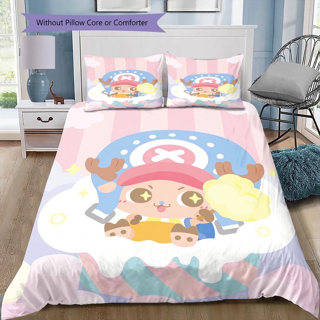 Cute Chopper Bedding Set, 1 Duvet Cover & 2 Pillowcases, Cozy Home Use, Great Gift for One Piece Fans