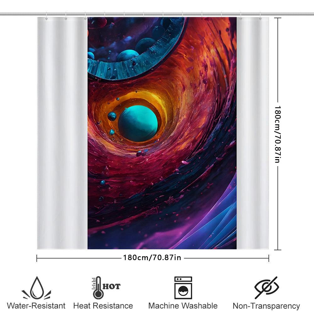 3D Weltraumnebel Duschvorhang Kosmisches Blau Lila Rot Druck Wasserdichtes Gewebe Für Badezimmer Dekoration Moderne Hausdekoration Wand Zehn
